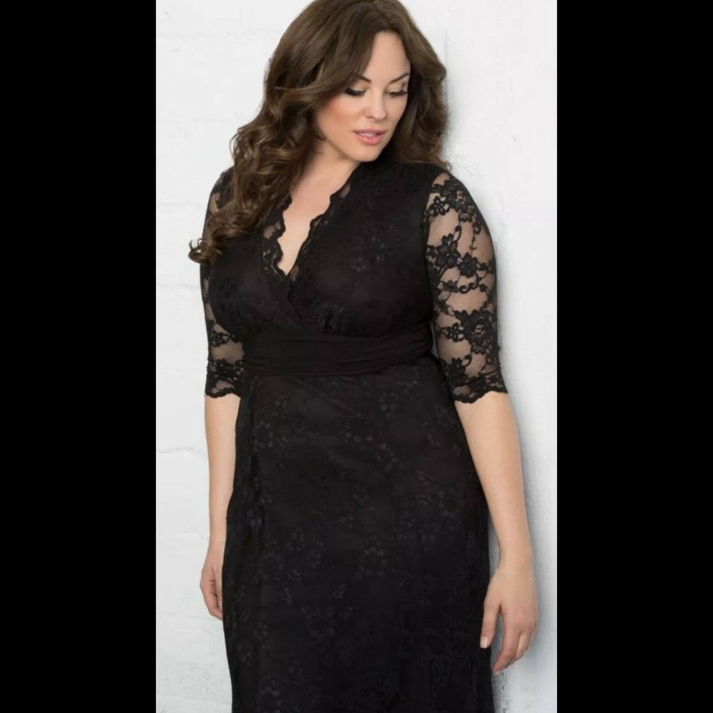 💜KIYONNA NEW 1X fits 14/16 BLACK LACE DRESS GOWN - Picture 10 of 16